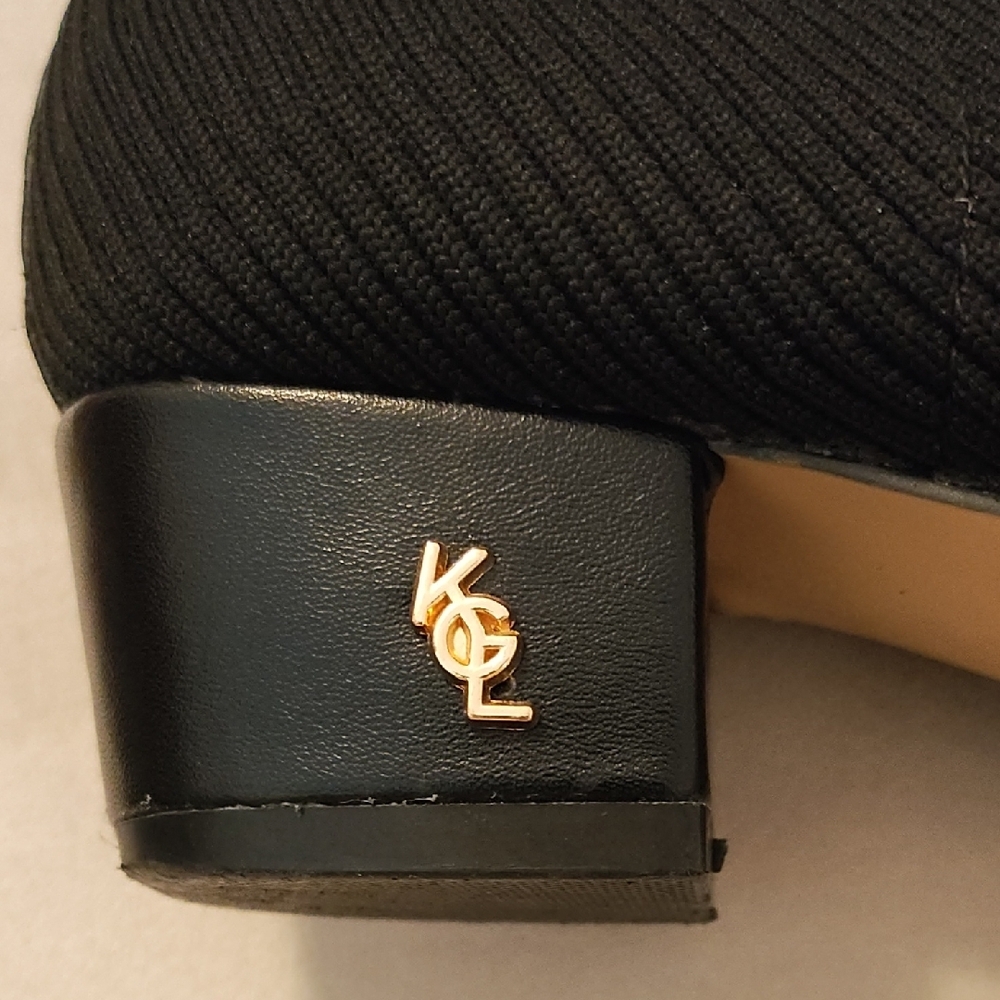 Kurt Geiger Black Mini Elmer Strech Sock Ankle Booties with Gold Detail - Picture 5 of 10
